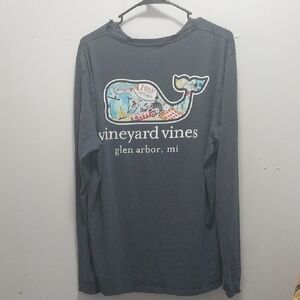 Vineyard Vines Graphic Whale Long Sleeve - Dark Blue Large